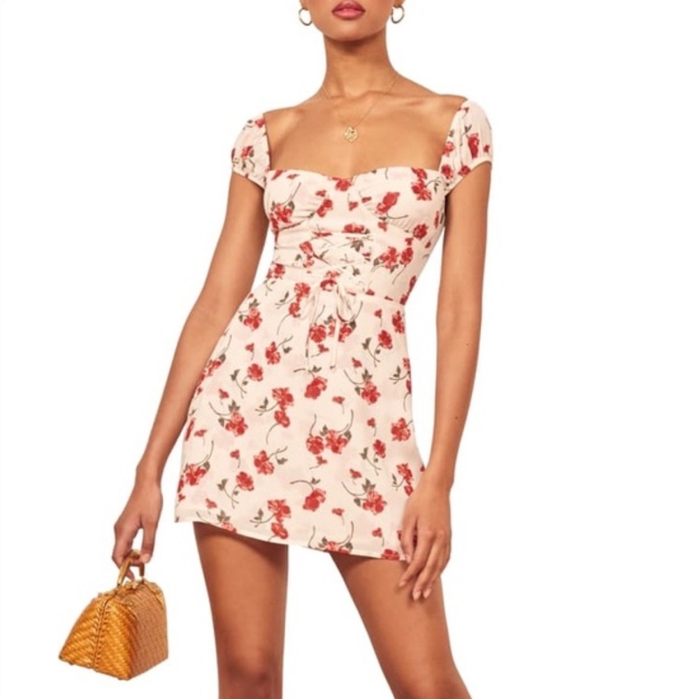 Reformation Jess Lace Up Mini Dress